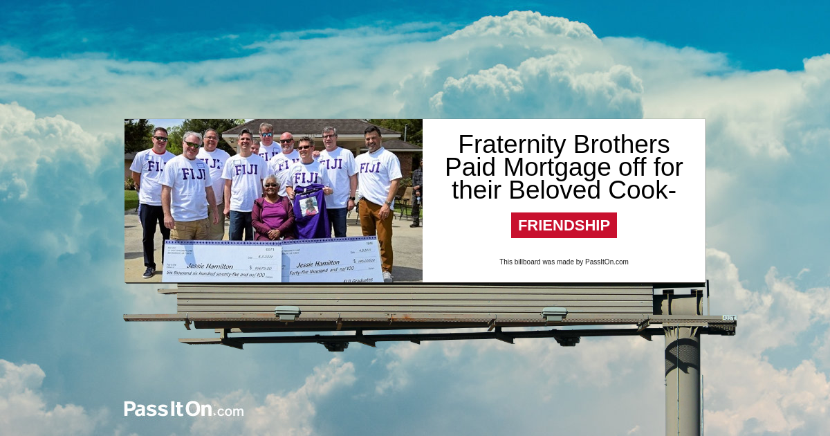 Fraternity Brothers Paid Mortgage off for their Beloved Cook