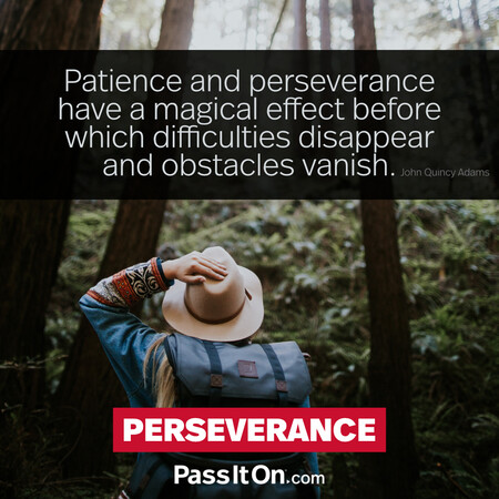 Patience and perseverance have a magical effect before which difficulties disappear and obstacles vanish. #<Author:0x00007f7fb55be618>