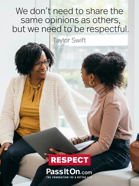 We don't need to share the same opinions as others, but we need to be respectful. #<Author:0x00007fcdf9efa140>