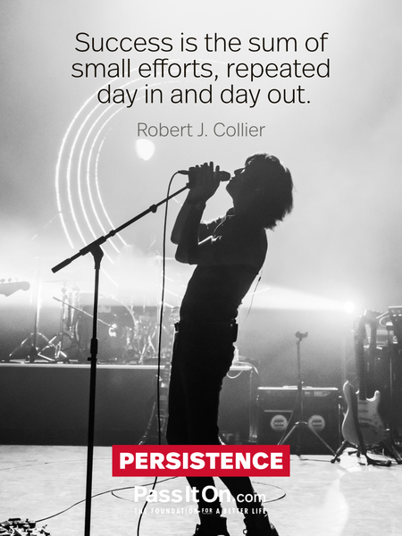 Success is the sum of small efforts, repeated day in and day out. #<Author:0x00007f7fb5883358>
