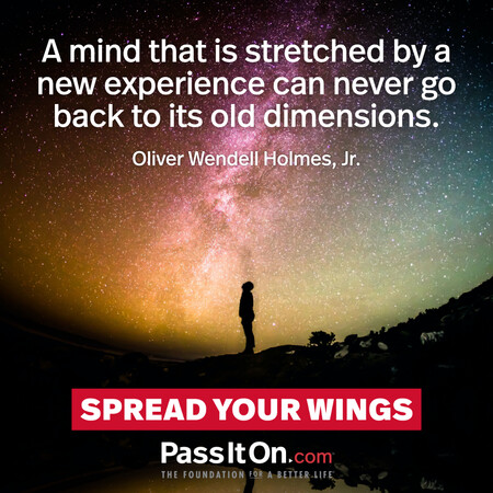 A mind that is stretched by a new experience can never go back to its old dimensions. #<Author:0x00007f7fb59916a0>