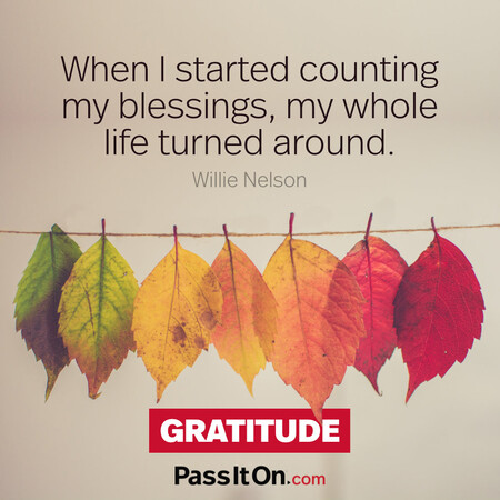 When I started counting my blessings, my whole life turned around. #<Author:0x00007f7fb55be398>