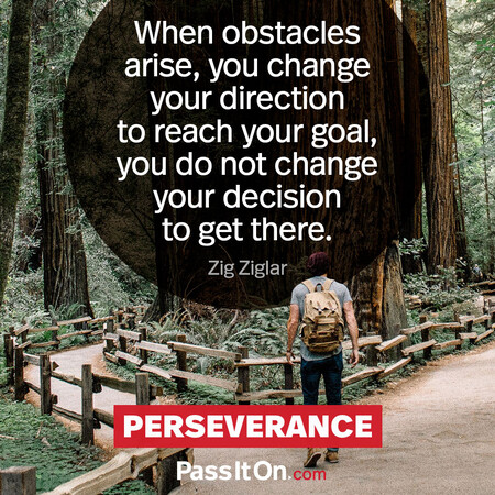 When obstacles arise, you change your direction to reach your goal, you do not change your decision to get there. #<Author:0x00007f7fb55c3988>