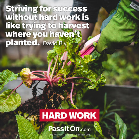 Striving for success without hard work is like trying to harvest where you haven't planted. #<Author:0x00007f7fb5ef7590>