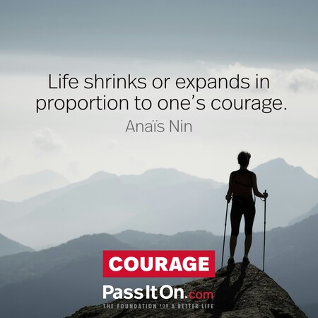 Life shrinks or expands in proportion to one's courage. #<Author:0x00007f7fb77899c8>