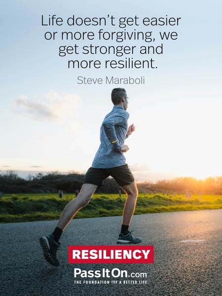 Life doesn’t get easier or more forgiving, we get stronger and more resilient. #<Author:0x00007f7fb5fd07a0>