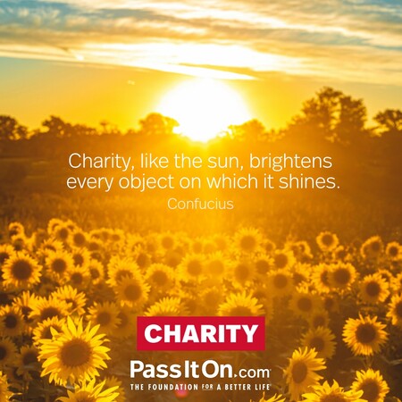 Charity, like the sun, brightens every object on which it shines. #<Author:0x00007f7fb589d988>